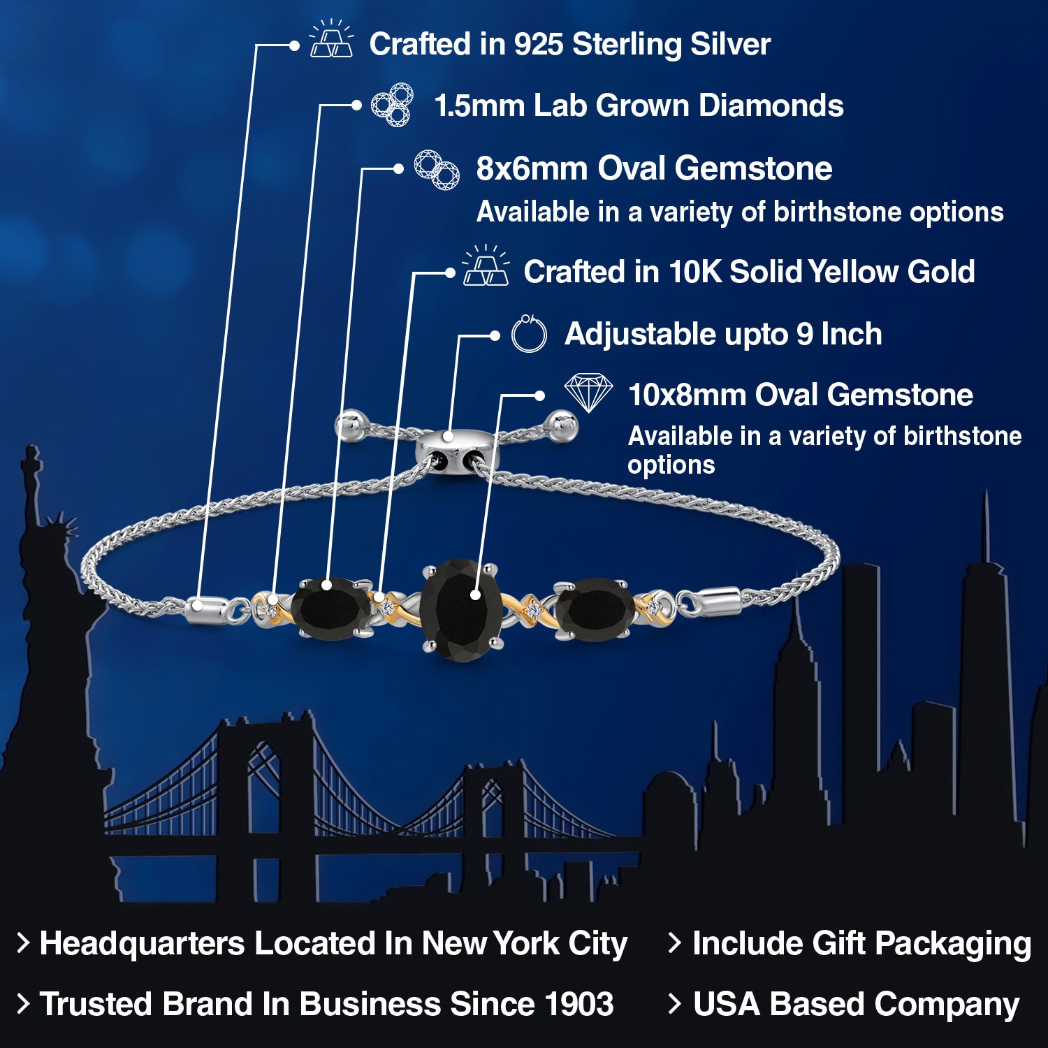 Bracelet in 925 Sterling Silver and 10K Yellow Gold