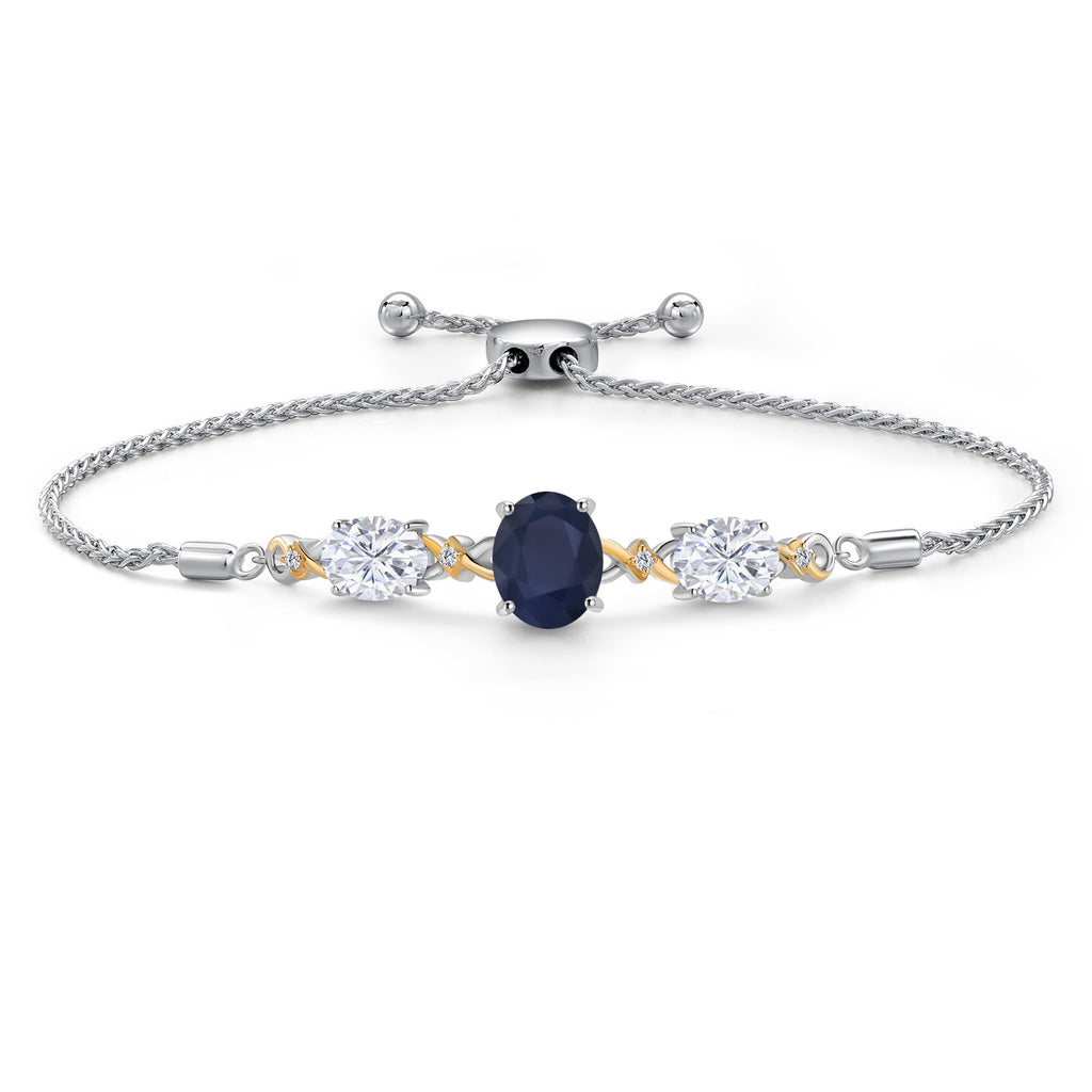 Blue Sapphire - September_Bracelet in 925 Sterling Silver and 10K Yellow Gold