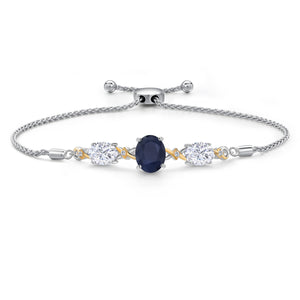Blue Sapphire - September_Bracelet in 925 Sterling Silver and 10K Yellow Gold