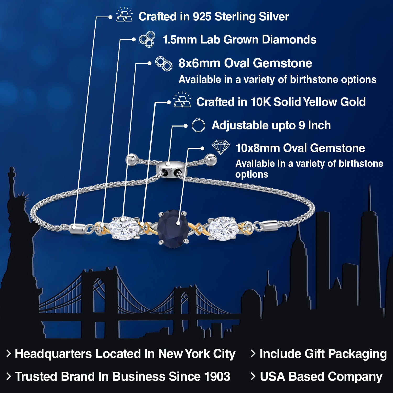 Bracelet in 925 Sterling Silver and 10K Yellow Gold