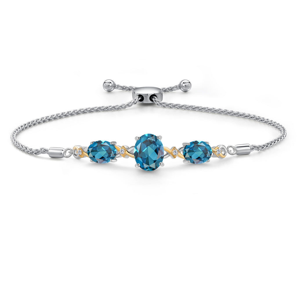 London Blue Topaz - November_Bracelet in 925 Sterling Silver and 10K Yellow Gold