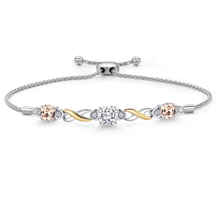 Morganite - October_Bracelet in 925 Sterling Silver and 10K Yellow Gold