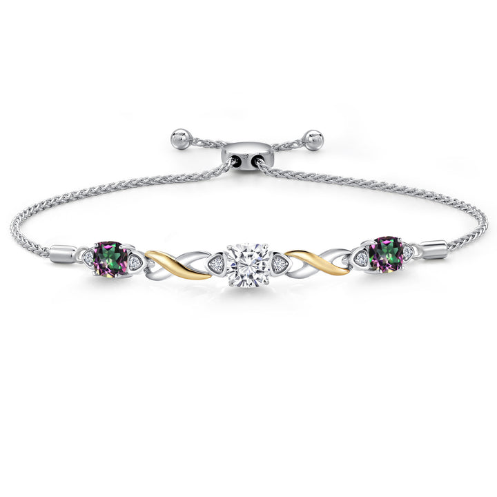 Green Mystic Topaz_Bracelet in 925 Sterling Silver and 10K Yellow Gold