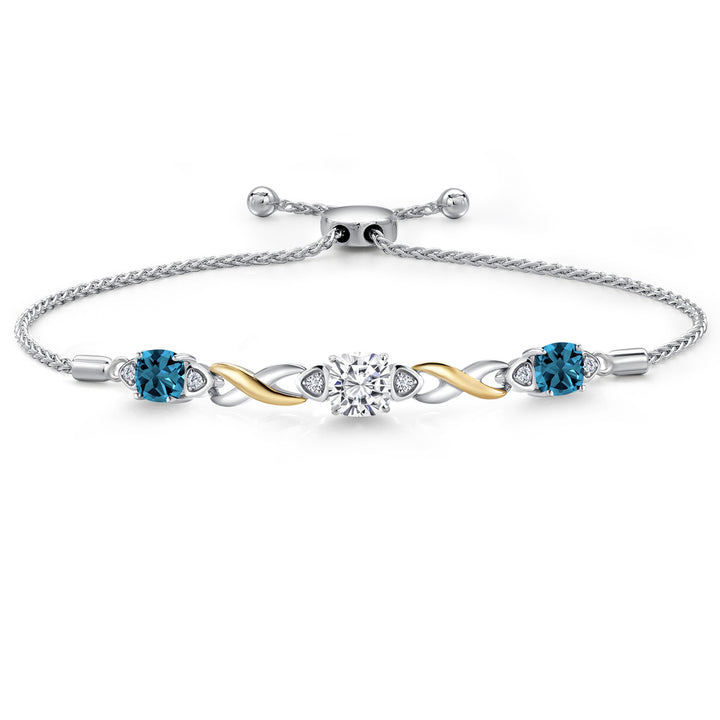 London Blue Topaz - November_Bracelet in 925 Sterling Silver and 10K Yellow Gold