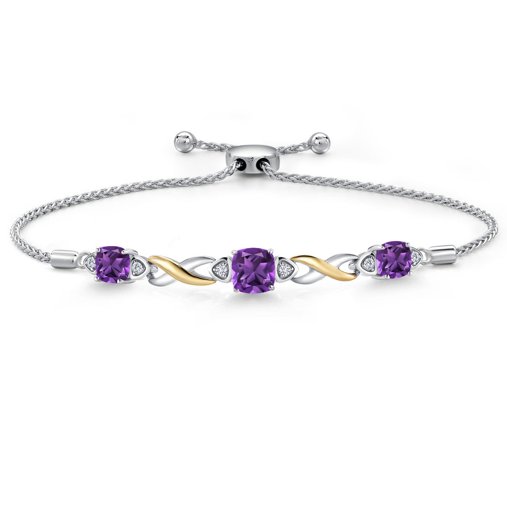 Amethyst - February_Bracelet in 925 Sterling Silver and 10K Yellow Gold