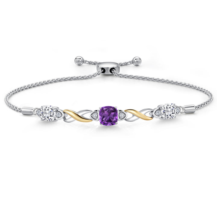 Amethyst - February_Bracelet in 925 Sterling Silver and 10K Yellow Gold