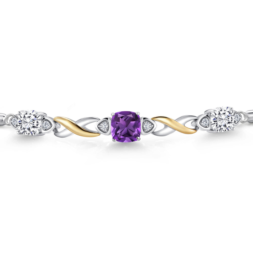 Amethyst - February_Bracelet in 925 Sterling Silver and 10K Yellow Gold