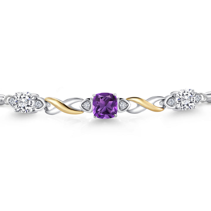 Amethyst - February_Bracelet in 925 Sterling Silver and 10K Yellow Gold