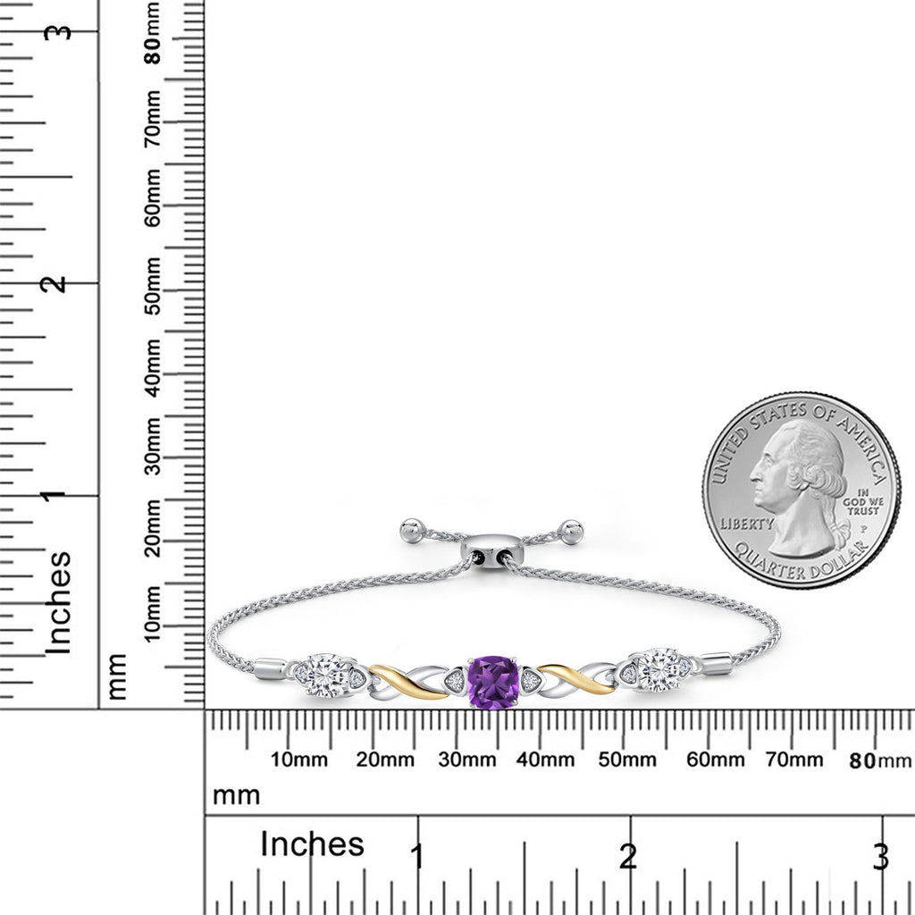 Amethyst - February_Bracelet in 925 Sterling Silver and 10K Yellow Gold