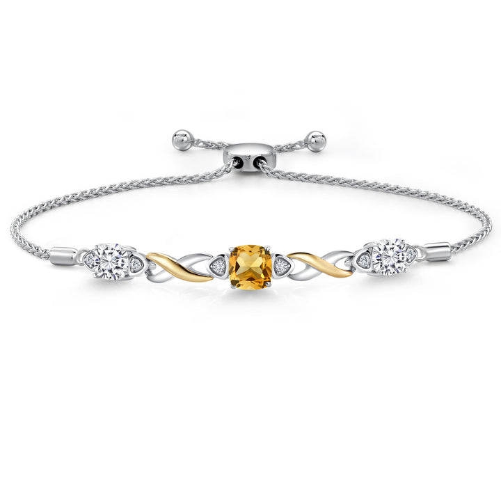 Citrine - November_Bracelet in 925 Sterling Silver and 10K Yellow Gold