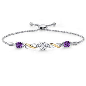 Amethyst - February_Bracelet in 925 Sterling Silver and 10K Yellow Gold