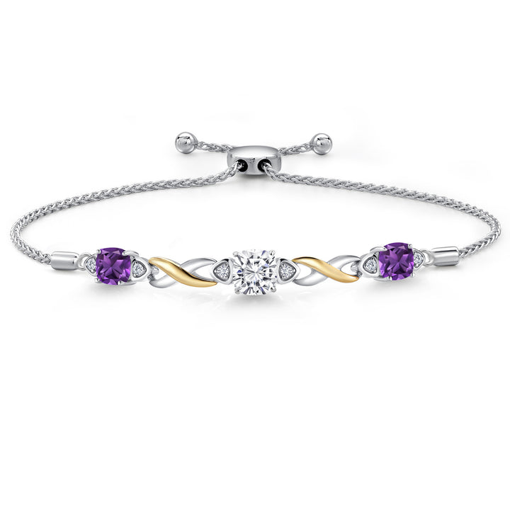 Amethyst - February_Bracelet in 925 Sterling Silver and 10K Yellow Gold