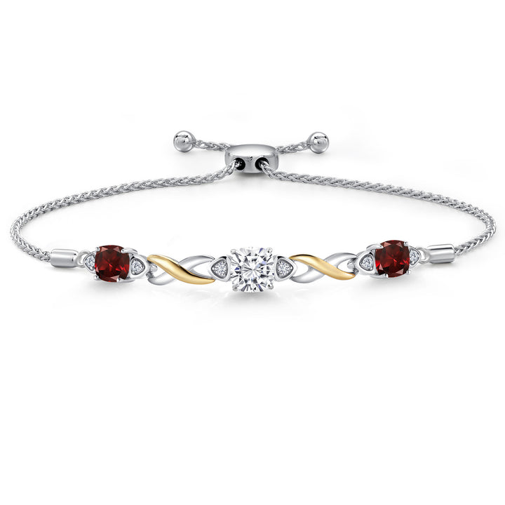 Garnet - January_Bracelet in 925 Sterling Silver and 10K Yellow Gold
