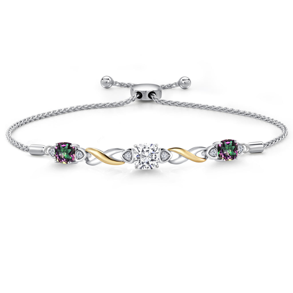 Green Mystic Topaz_Bracelet in 925 Sterling Silver and 10K Yellow Gold