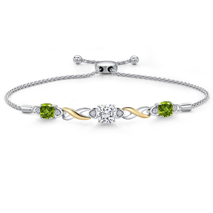 Peridot - August_Bracelet in 925 Sterling Silver and 10K Yellow Gold