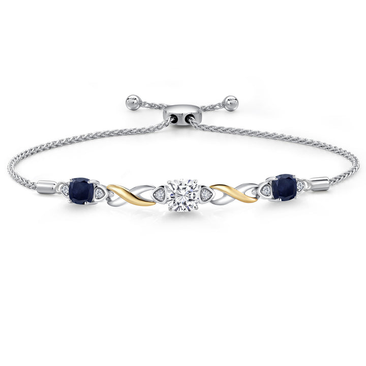 Blue Sapphire - September_Bracelet in 925 Sterling Silver and 10K Yellow Gold