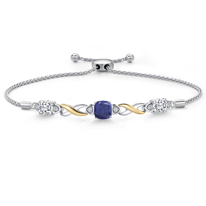 Blue Lapis_Bracelet in 925 Sterling Silver and 10K Yellow Gold