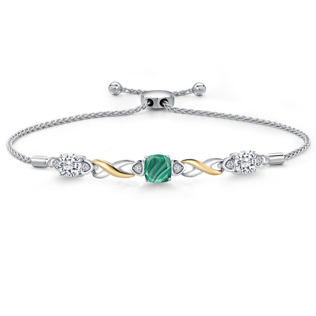 Malachite_Bracelet in 925 Sterling Silver and 10K Yellow Gold