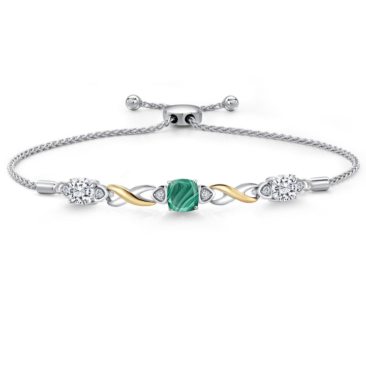 Malachite_Bracelet in 925 Sterling Silver and 10K Yellow Gold