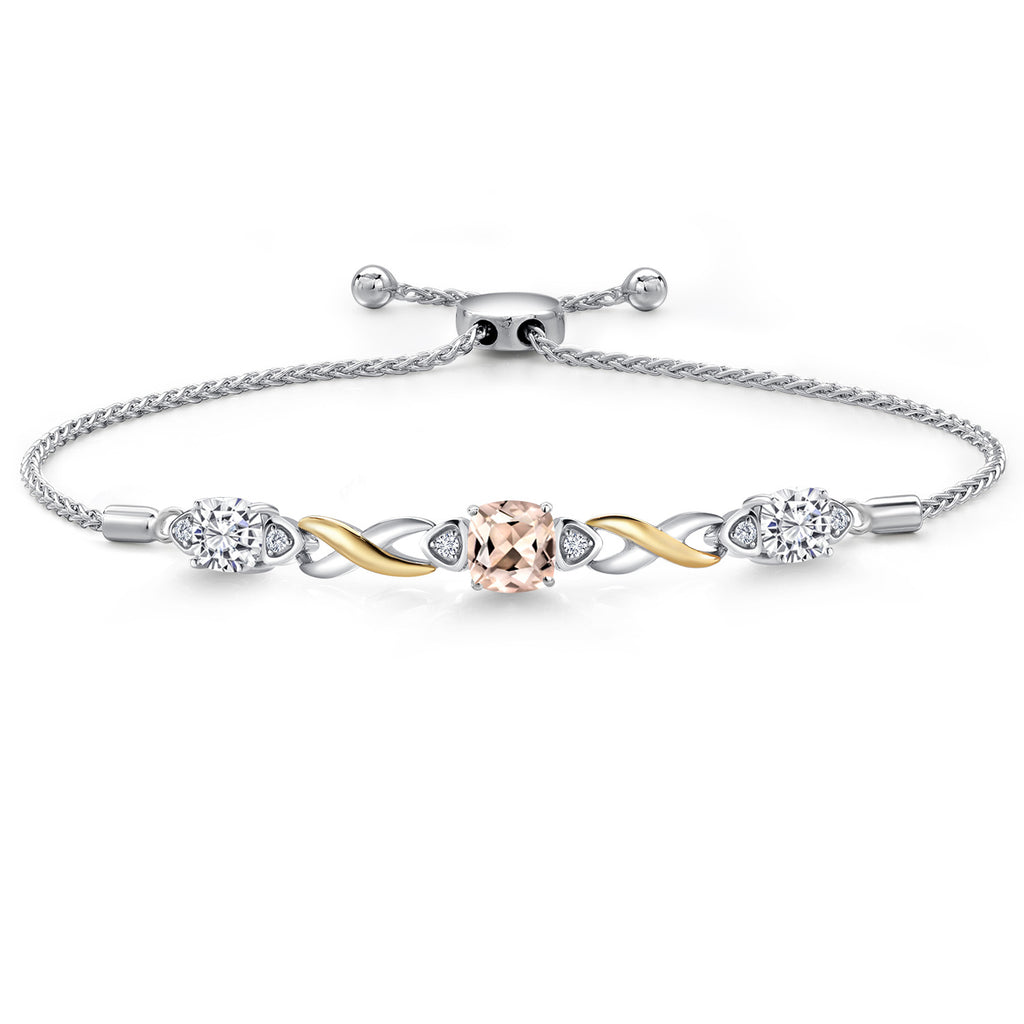 Morganite - October_Bracelet in 925 Sterling Silver and 10K Yellow Gold