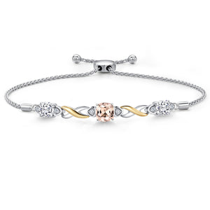 Morganite - October_Bracelet in 925 Sterling Silver and 10K Yellow Gold