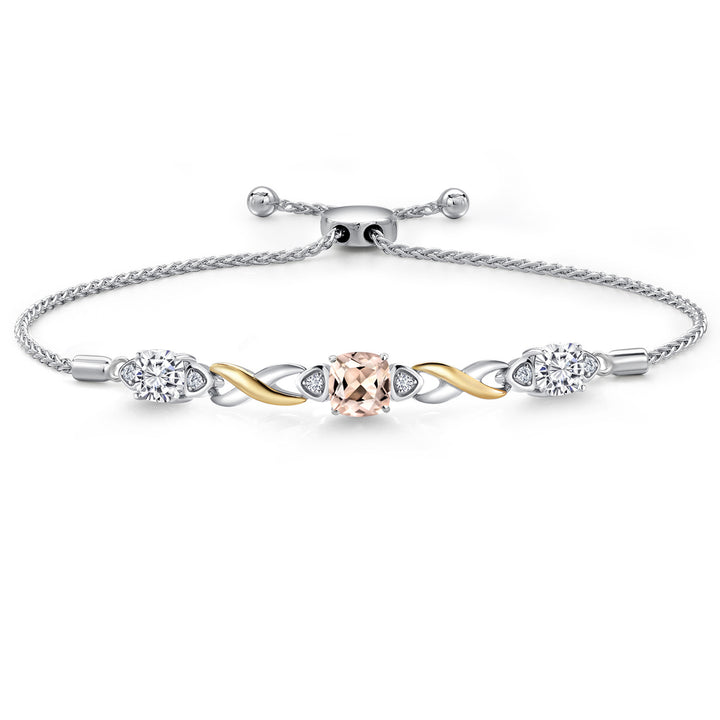 Morganite - October_Bracelet in 925 Sterling Silver and 10K Yellow Gold