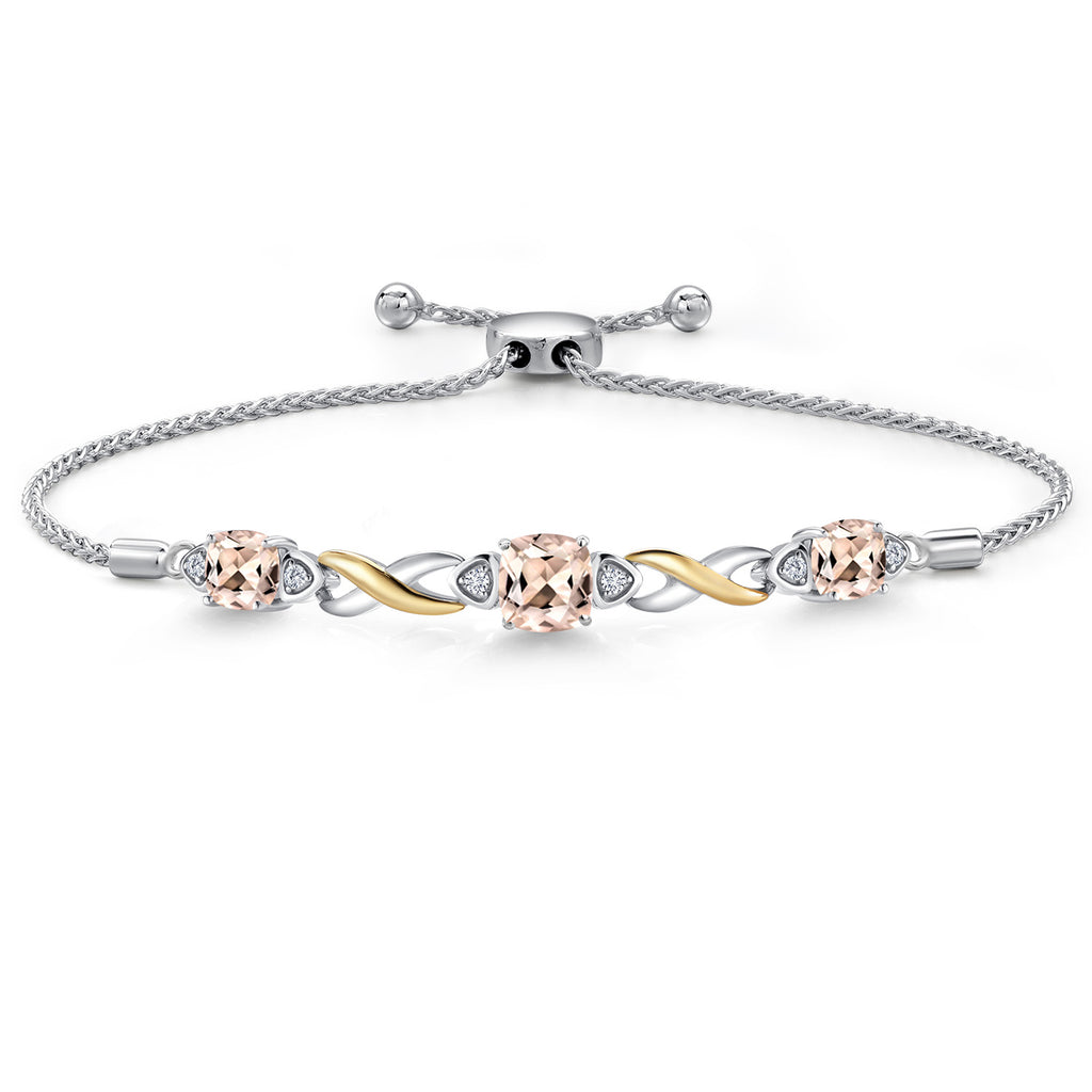 Morganite - October_Bracelet in 925 Sterling Silver and 10K Yellow Gold
