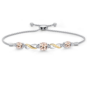 Morganite - October_Bracelet in 925 Sterling Silver and 10K Yellow Gold