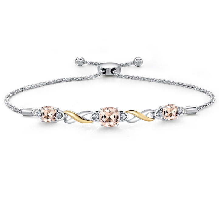 Morganite - October_Bracelet in 925 Sterling Silver and 10K Yellow Gold