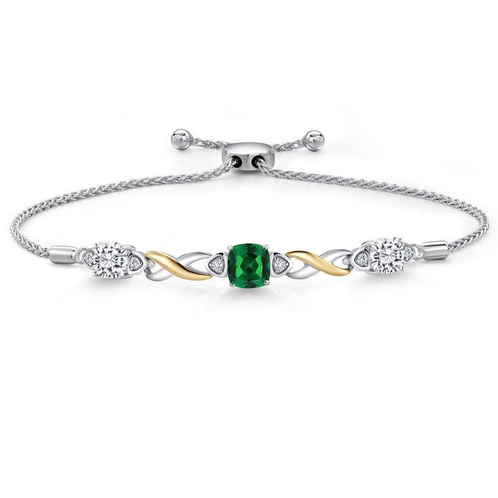 Nano Emerald - May_Bracelet in 925 Sterling Silver and 10K Yellow Gold