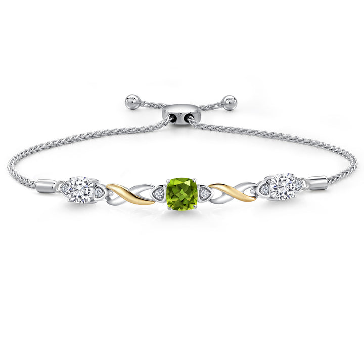 Peridot - August_Bracelet in 925 Sterling Silver and 10K Yellow Gold