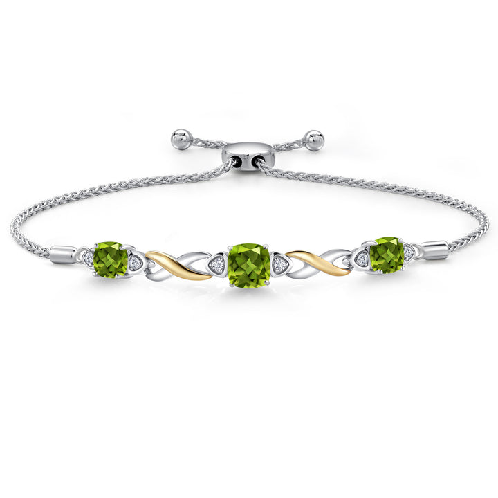 Peridot - August_Bracelet in 925 Sterling Silver and 10K Yellow Gold