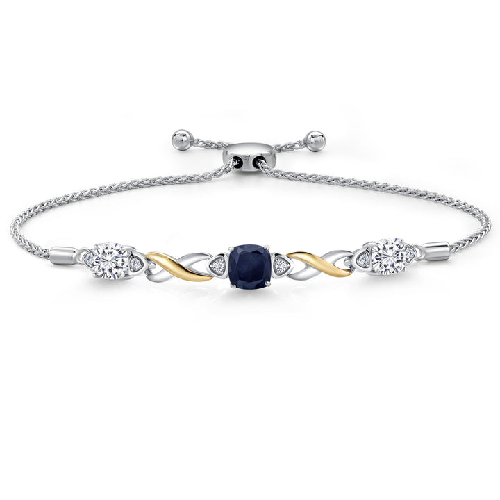 Blue Sapphire - September_Bracelet in 925 Sterling Silver and 10K Yellow Gold