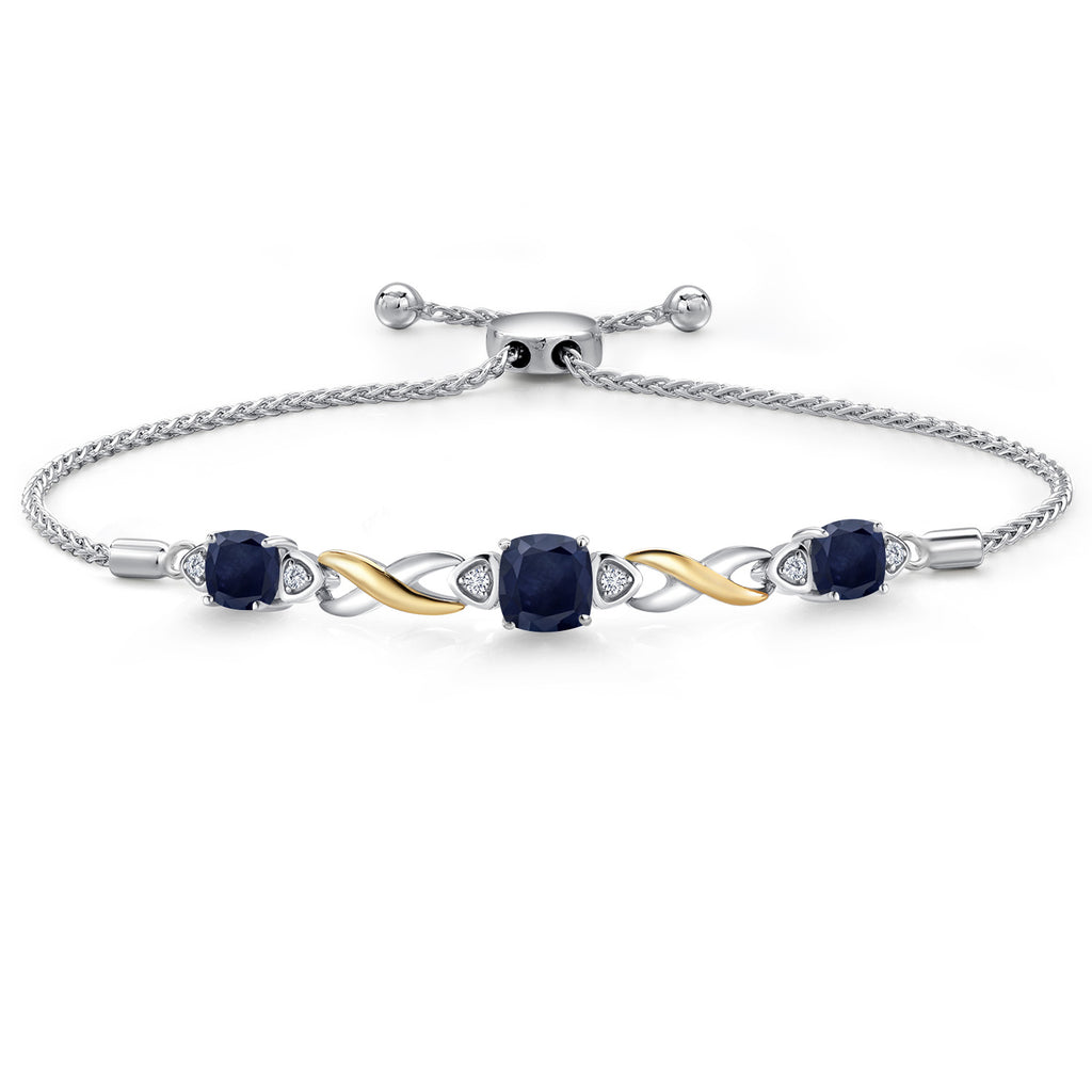 Blue Sapphire - September_Bracelet in 925 Sterling Silver and 10K Yellow Gold