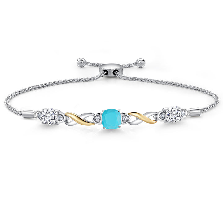 Turquoise_Bracelet in 925 Sterling Silver and 10K Yellow Gold