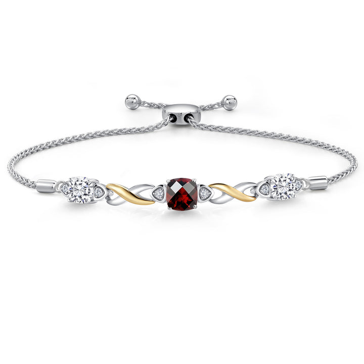 Garnet-Checkerboard - January_Bracelet in 925 Sterling Silver and 10K Yellow Gold