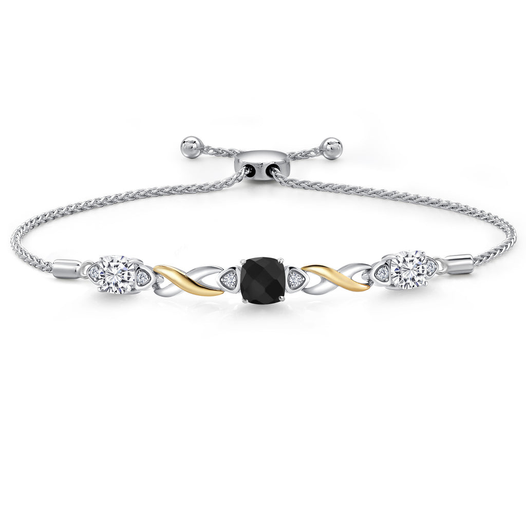 Onyx-Checkerboard - December_Bracelet in 925 Sterling Silver and 10K Yellow Gold
