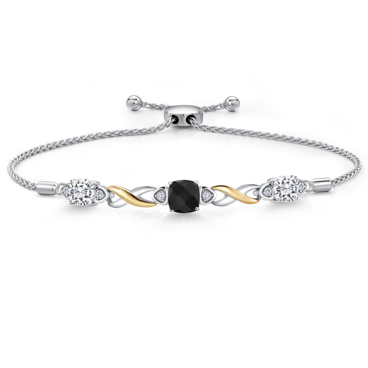 Onyx-Checkerboard - December_Bracelet in 925 Sterling Silver and 10K Yellow Gold