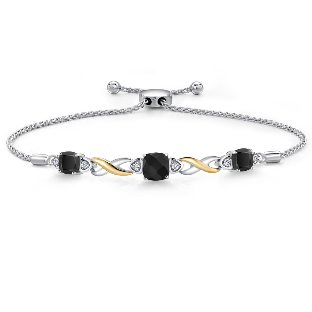 Onyx-Checkerboard - December_Bracelet in 925 Sterling Silver and 10K Yellow Gold