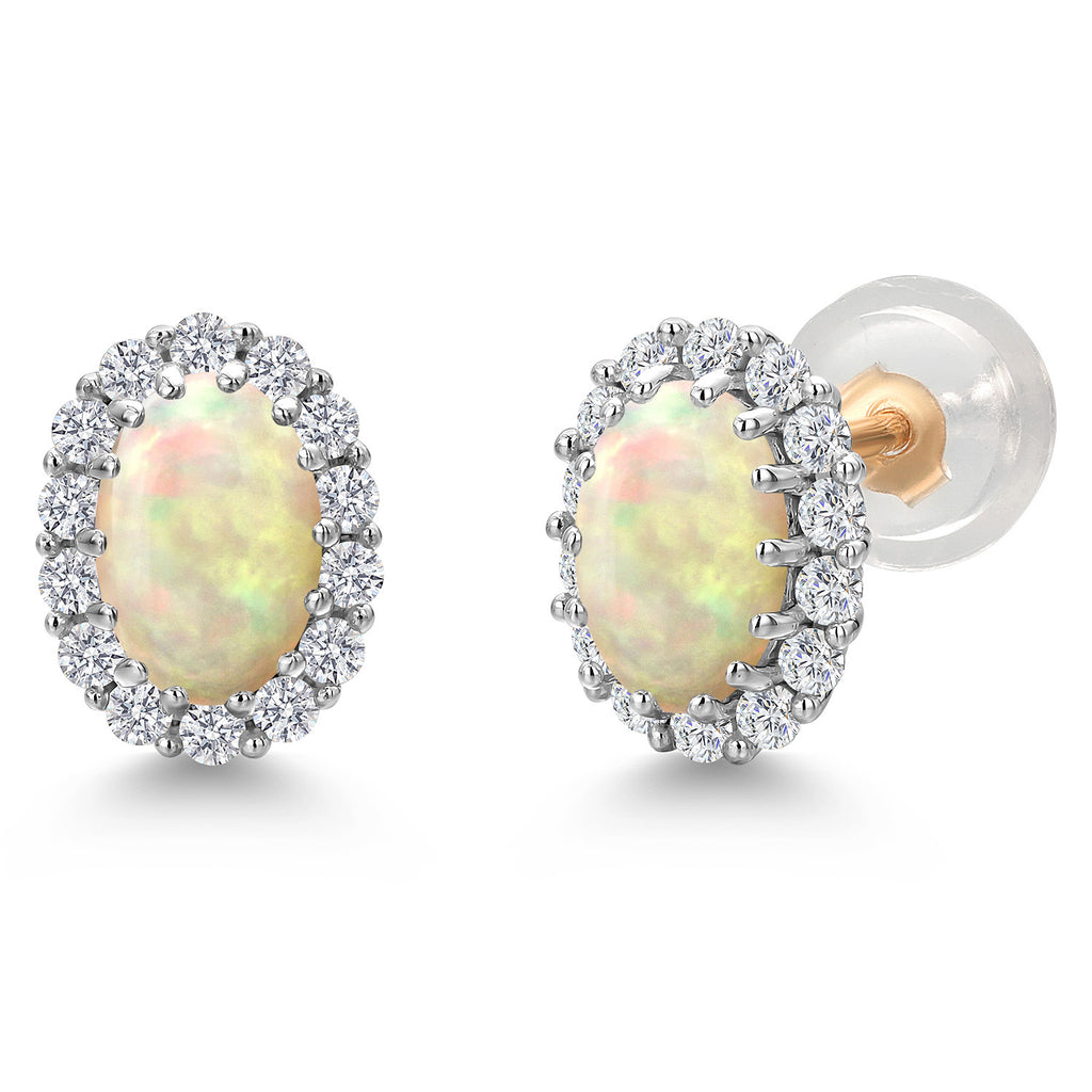 Ethiopian Opal - October_Earrings in 925 Sterling Silver and 10K Yellow Gold