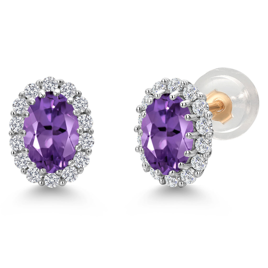 Amethyst - February_Earrings in 925 Sterling Silver and 10K Yellow Gold