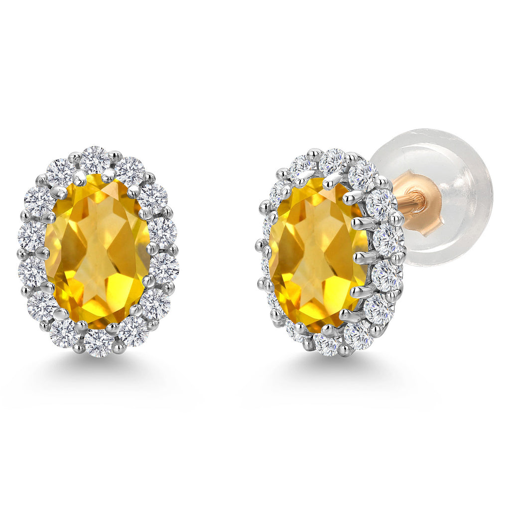 Citrine - November_Earrings in 925 Sterling Silver and 10K Yellow Gold