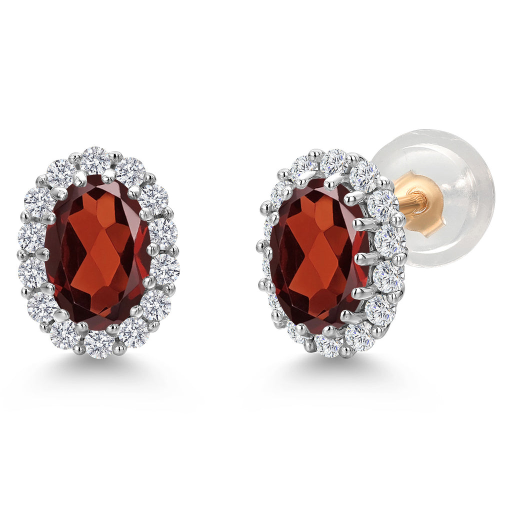 Garnet - January_Earrings in 925 Sterling Silver and 10K Yellow Gold
