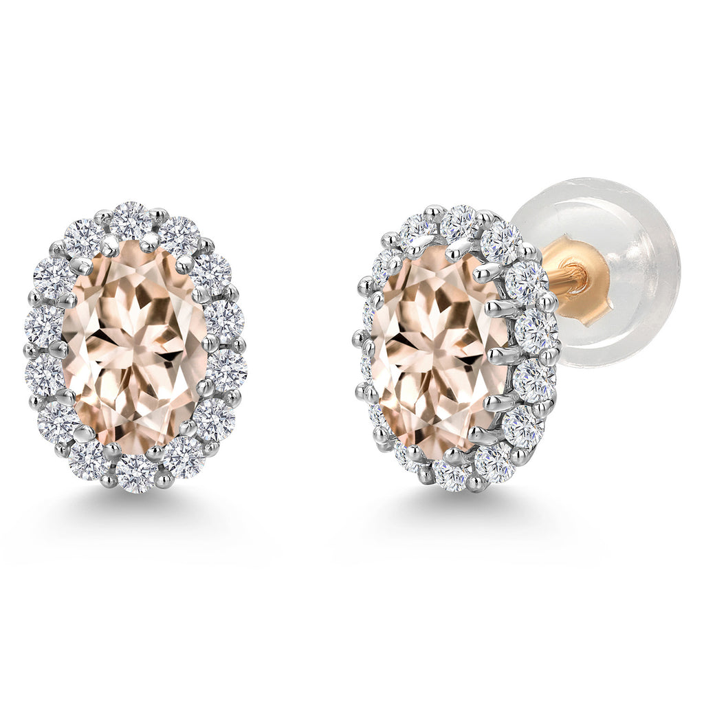 Morganite - October_Earrings in 925 Sterling Silver and 10K Yellow Gold