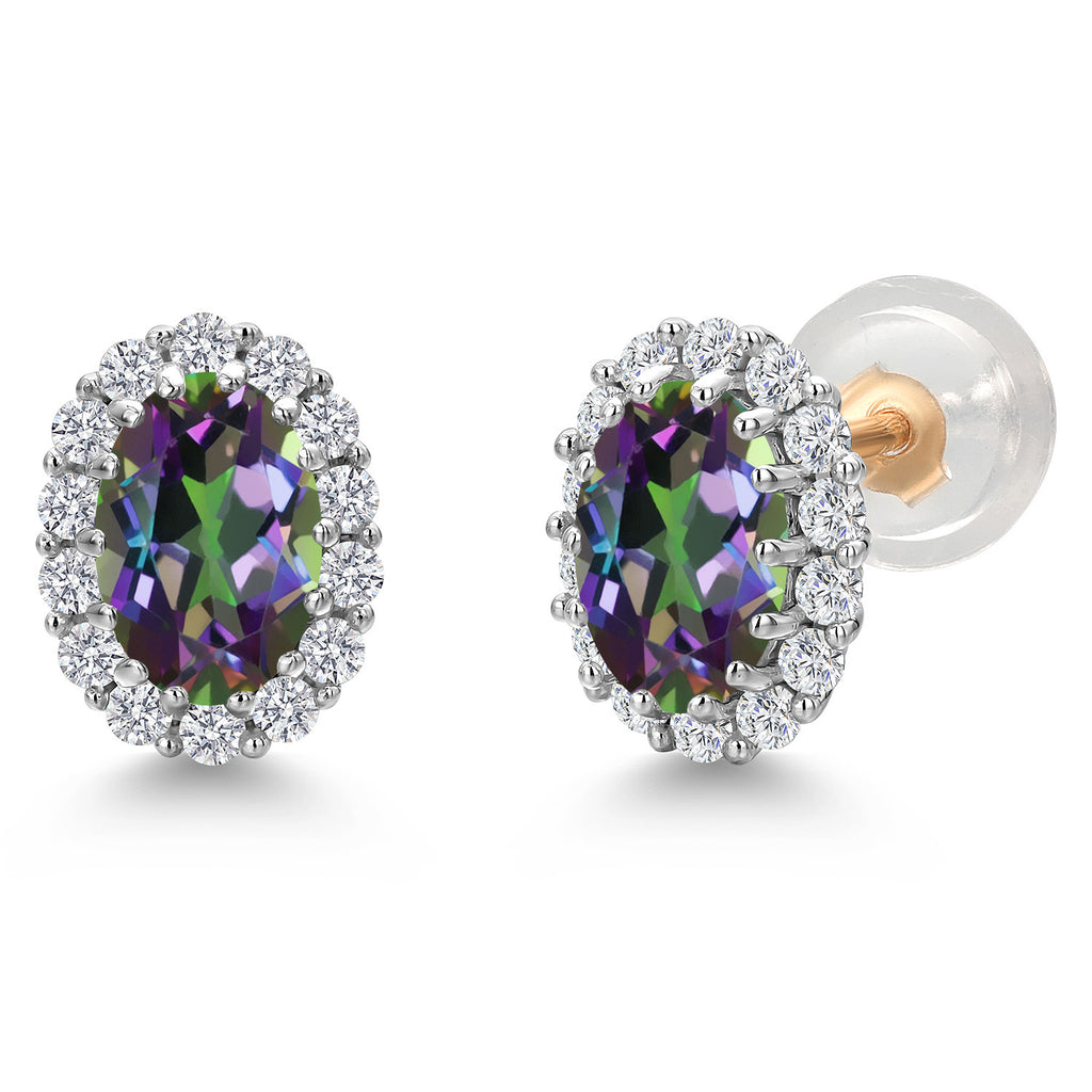 Green Mystic Topaz_Earrings in 925 Sterling Silver and 10K Yellow Gold