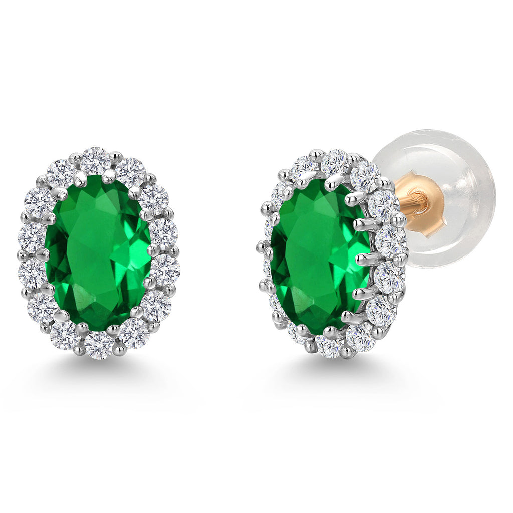 Nano Emerald - May_Earrings in 925 Sterling Silver and 10K Yellow Gold