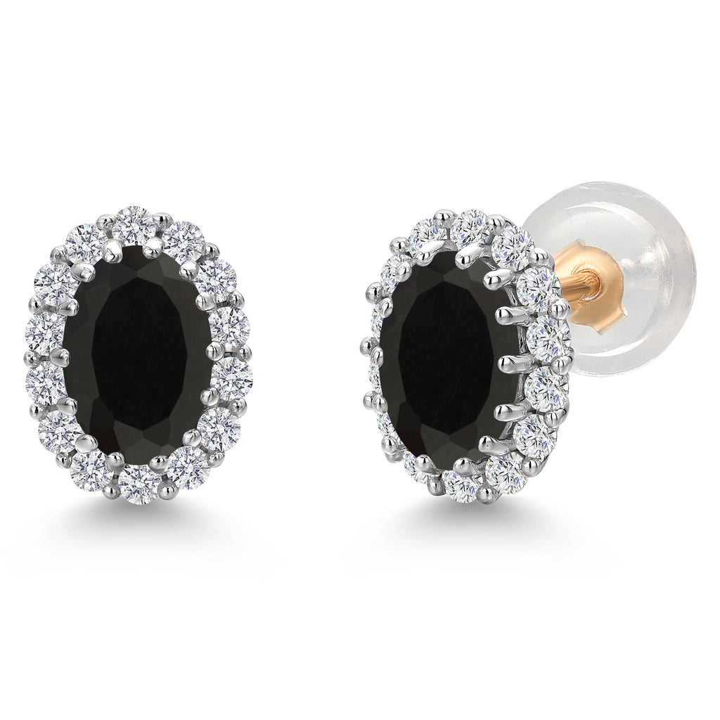 Onyx - December_Earrings in 925 Sterling Silver and 10K Yellow Gold