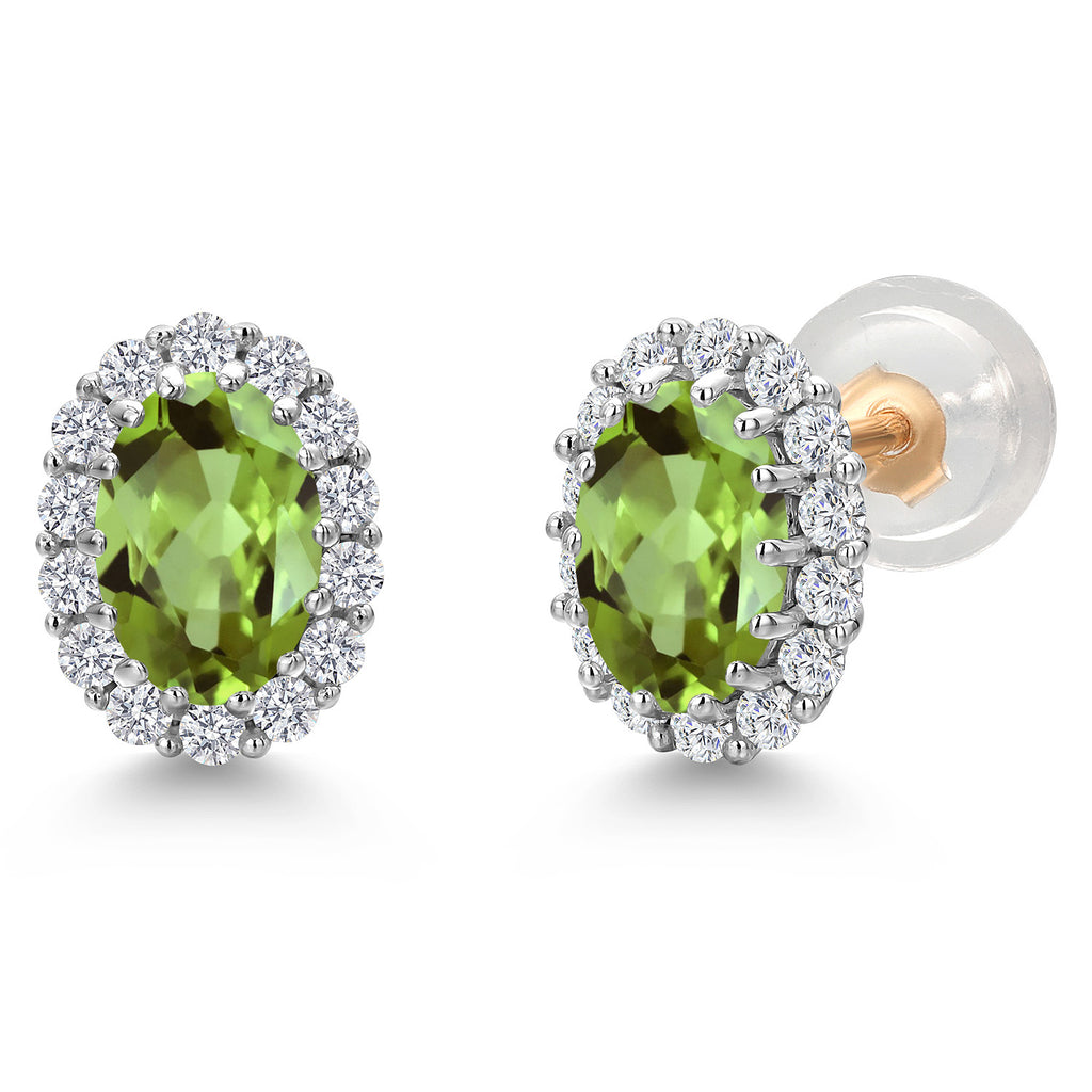 Peridot - August_Earrings in 925 Sterling Silver and 10K Yellow Gold