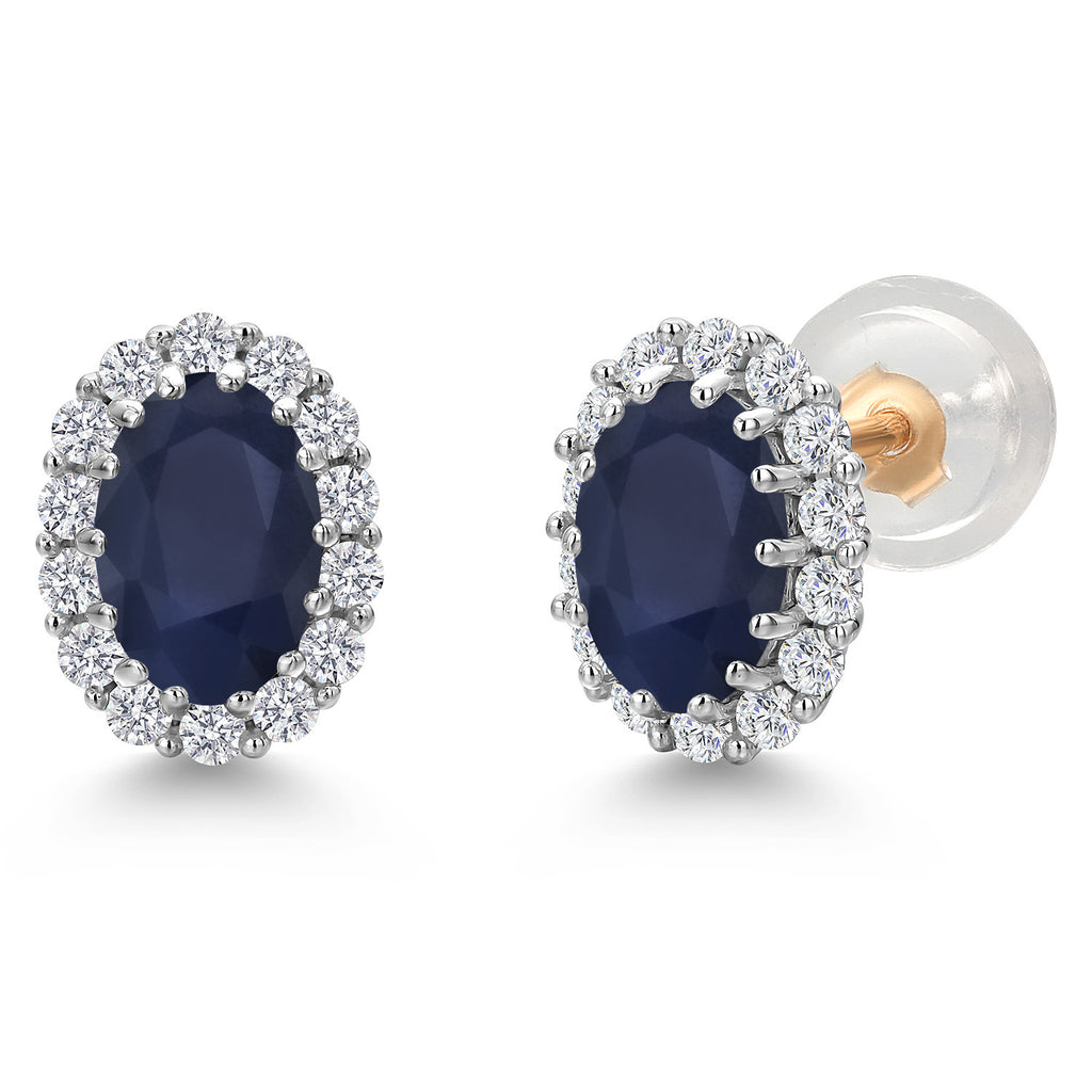 Sapphire - September_Earrings in 925 Sterling Silver and 10K Yellow Gold