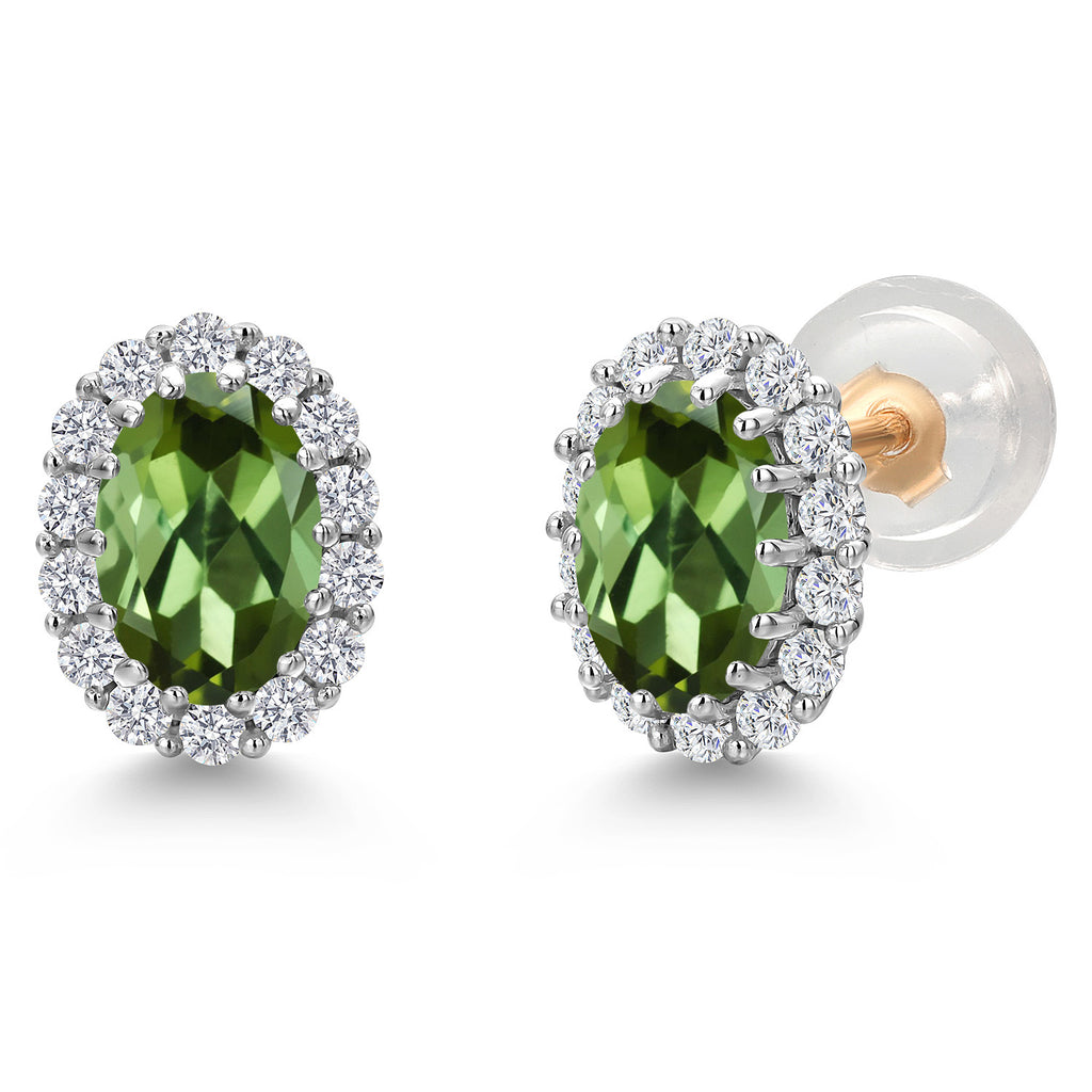 Green Tourmaline - October_Earrings in 925 Sterling Silver and 10K Yellow Gold